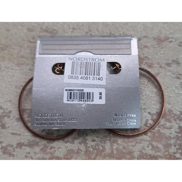 NEW Nordstrom Cubic Zirconia and Rose Gold Nickel -Free Hoop Earrings - Picture 2 of 6